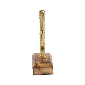 L 7.11 x W 4.06 x H 12.19 cm Gold Plated Cactus Sculpture On Wooden Base Handmade Bohemian Tabletop Decor Living Room Art <b>Figure</b> - Product Image 2