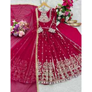 Vestido de Chifón de Diseño para Mujer con Bordado de Lentejuelas, Mangas Tres Cuartos y Dupatta - Estilo Elegante - Product Image 2