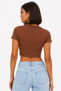 Custom Puff Printing Baby Tee Slim Fit women's shirt Crew Neck Crop T-Shirt Boutique Fashion Essential Apparel Premium Cotton - Product Image 2