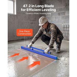 Règle à béton manuelle en alliage d'aluminium de 48 pouces avec niveau à bulle intégré, finition thermolaquée bleue, truelle légère pour plâtre - Product Image 2