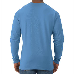 Camisa de Manga Larga para Hombre, Tejida, de Bambú y Algodón Satinado, con Cuello Clásico, Color Azul, Antiarrugas, de la Mejor Calidad - Product Image 6