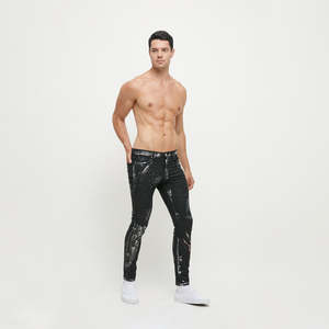 Pantalones Vaqueros Ajustados con Raya Lateral, Diseño Desgarrado, Logotipo Personalizado, Venta al Por Mayor, Moda para Hombre, OEM ODM - Product Image 4