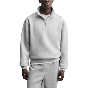 Sudadera de Hombre con Cierre de Cremallera, Color Sólido, Corte Regular, Algodón French Terry, Estilo Casual para Otoño, Cuello Alto - Product Image 1