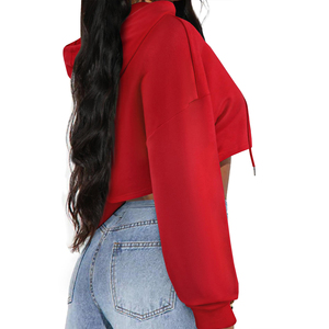 เสื้อฮู้ดครอปผู้หญิง ผ้าฝ้ายพรีเมียม ฟลีซ ออกแบบเองได้ รับผลิตแบบ OEM ODM โรงงานขายส่ง เสื้อผ้าแฟชั่น ผู้ผลิตเสื้อฮู้ดครอปผู้หญิง - Product Image 5
