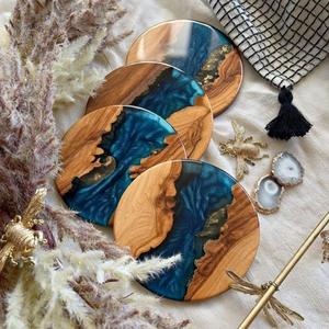 Blue River Resin Wood Coaster - Product Image 3