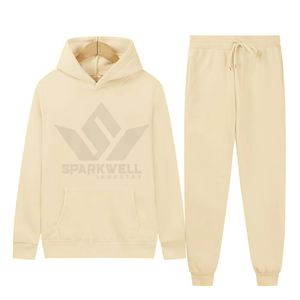 Ensemble de survêtement unisexe bleu marine personnalisé – Sweat à capuche et pantalon de jogging de couleur unie – Vêtements décontractés en gros - Product Image 2