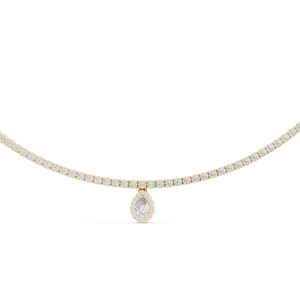 Cadena de tenis de oro amarillo de 18 quilates con baño de rodio, con colgante de pera adornado con diamantes cultivados en laboratorio, ideal para fiestas y bodas. - Product Image 4