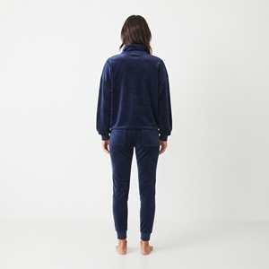 Ensemble de survêtement en velours uni pour femme, veste zippée oversize et pantalon slim à taille élastique, collection hiver, deux pièces - Product Image 6