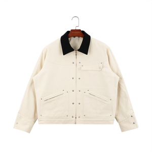 Custom Manufacture 100% Cotton Heavyweight <b>Canvas</b> Jacket for Men Wholesale Casual <b>Plain</b> Winter Custom Logo Men's Jacket Padding - Product Image 1