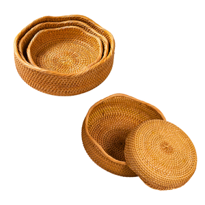 Premium Eco-friendly Handmade Wicker <b>BREAD</b> RATTAN <b>BASKET</b> / TRAY with Scalloped Edge Decorative Wicker Storage <b>Basket</b> - Product Image 1