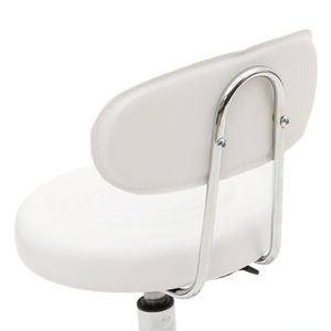 Adjustable Round Salon <b>Stool</b> <b>with</b> White Anti-Rust Chair <b>Back</b> and Line Features - Product Image 4