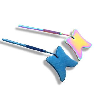 Espejo de extensión de pestañas de embalaje personalizado Espejo de inspección de pestañas de acero inoxidable profesional con mango largo - Product Image 2