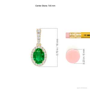 14K <b>Solid</b> <b>Gold</b> Natural Emerald Vintage Style Oval Emerald Halo <b>Pendant</b> Classic Fine Jewellery Anniversary Gift For Her 2026 - Product Image 2