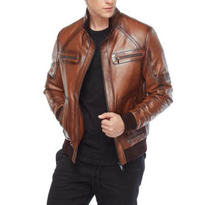 New Spring and Autumn casual <b>leather</b> <b>jackets</b>, men's stand-up collar <b>leather</b> <b>jackets</b>, and high-end large-sized goatskin coat - Product Image 4