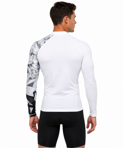 <b>Men</b> Eco Friendly <b>Compression</b> <b>Shirt</b> Quick Dry Customize Logo Stretchable Contrast Sleeves Print O-Neck Rash Guard Gym Wear <b>Shirt</b> - Product Image 2
