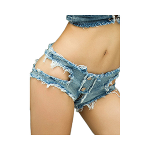 Shorts de mezclilla de tiro bajo para mujer, ajustados y elásticos, ideales para salidas nocturnas de verano y looks de festival. - Product Image 4