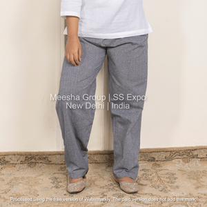 Pantalon décontracté pour femme, coupe droite, pantalon de pyjama confortable en coton mélangé, taille élastique, à porter au quotidien, pantalon de bureau - Product Image 2