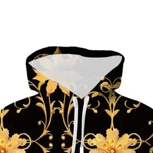 Ensemble de survêtement unisexe noir et or à motifs floraux, sweat à capuche et pantalon de jogging décontracté pour l'automne, manches longues, pantalon à cordon avec poches latérales - Product Image 5