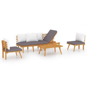 Ensemble de salon de jardin modulaire moyen en bois d'acacia massif gris foncé - Product Image 2