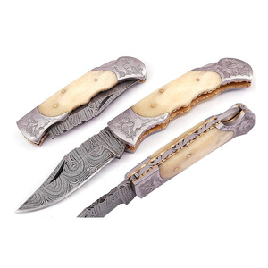 Couteau de poche à manche en os, en stock local, avec lame pliante tactique portable pour le camping en extérieur et la survie, couteaux de poche EDC - Product Image 1