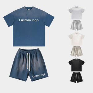 Conjunto de 2 Piezas para Hombre, Camiseta y Pantalones Cortos Holgados de Algodón 100% con Logotipo Personalizado de Alta Calidad para Ropa Urbana - Product Image 3