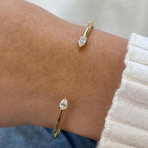 Bracelet en or jaune massif 14 carats avec diamant taille poire 0,80 ct EVVS2, créé en laboratoire, éco-responsable, cadeau d'anniversaire pour femme, bijoux fins - Product Image 3