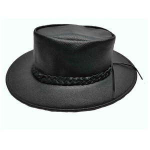 Sombrero Outback de Cuero Negro, Estilo Western Clásico de Ala Ancha, con Banda Trenzada, para Actividades al Aire Libre y Montar a Caballo - Product Image 4