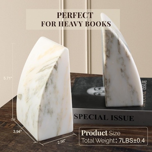 Trending Best Selling Aesthetic design Marble Bookends for Shelves Natural Stone <b>Book</b> Stopper for <b>Books</b> CD Movies - Product Image 6