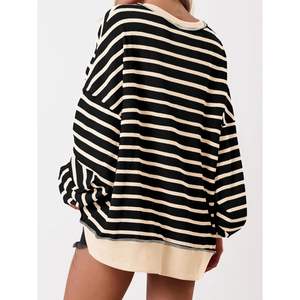 Custom 2025 Fall Womens Waffle <b>Knit</b> Pullover <b>Tunic</b> Tops Silk Oversized Sweatshirt with Long Sleeve Button Henley Neck - Product Image 2