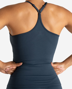 Lightweight Custom Made <b>Women's</b> <b>Navy</b> Blue Halter Neck Woven <b>Tank</b> <b>Top</b> Breathable Spandex Polyester Short Ribbons Sporty Style - Product Image 4