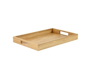 Plateau de service rectangulaire en teck et chêne avec poignée, plusieurs finitions, pour hôtels et restaurants, OEM, logo personnalisé, Vietnam - Product Image 2