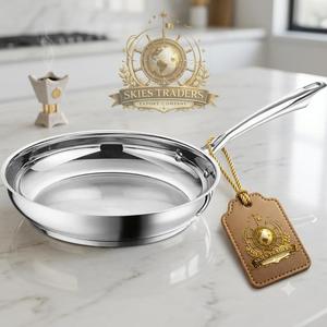 High Mirror Polish Stainless Steel Frying <b>Pan</b> Commercial Grade Chef Skillet Deep Fry <b>Pan</b> Induction Base Cookware Wholesale - Product Image 4