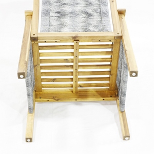 Wooden <b>Outdoor</b> Chair Set with Woven Backrest and Square <b>Table</b> for Living Room Use - Product Image 4