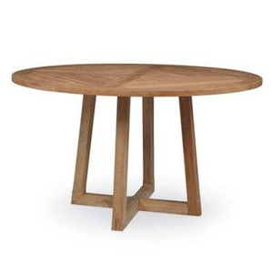 Hot Sale <b>Round</b> Wooden Dining <b>Table</b> Reverse-Diamond Pattern Top Intersecting Four-Leg Pedestal Base - Product Image 2