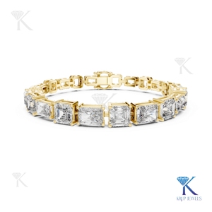 Lab Grown Diamond Radiant & Ascher Cut Tennis <b>Bracelet</b> 14K 18K <b>Solid</b> Gold Fine Women Luxury Bridal Jewelry Manufacturer - Product Image 4