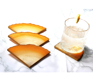 Customizable Handmade Eco-Friendly Resin Coasters with Gold <b>Glitter</b> Round Flower Designs <b>for</b> Home Weddings Hotels & Restaurants - Product Image 4