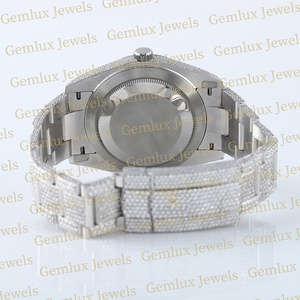 Testeur de diamants de qualité supérieure avec cadran blanc et bleu Date automatique D VVS Montre Hip Hop en diamant Moissanite entièrement glacée pour hommes - Product Image 5