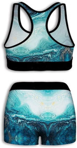 Conjunto de Shorts de Yoga para Mujer de Alta Calidad, 2 Piezas, Diseño Único con Estampado Medio, Shorts de Gimnasio de Tela Suave, Transpirable, Ligero, Tallas Grandes - Product Image 4