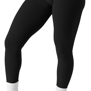 Leggings de yoga de cintura alta sin costuras para mujer, con efecto fruncido en glúteos, control de abdomen, elásticos, para gimnasio y entrenamiento, pantalones moldeadores, ropa deportiva, color negro, ajuste ceñido. - Product Image 6