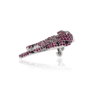 Pave Set Natural Ruby Gemstone Solid 925 Sterling <b>Silver</b> High Quality Classic Panther <b>Brooch</b> Pin Men Women Wedding Party Gift - Product Image 5