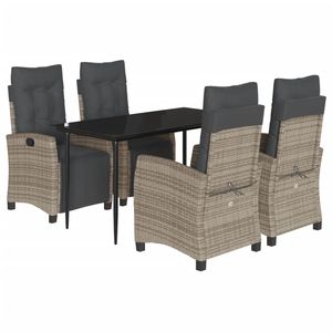 Grand ensemble de salle à manger de jardin en rotin PE gris foncé, gris noir - Product Image 2