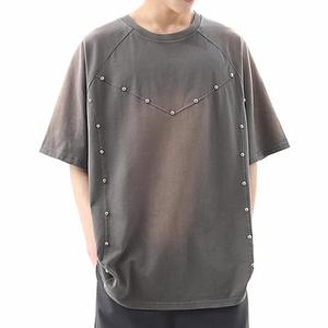 เสื้อยืดผู้ชายแบบเรียบ ปักลายเพชร สไตล์วินเทจ คอกลม รับสกรีนลายกราฟิก เสื้อยืดโอเวอร์ไซส์ - Product Image 3