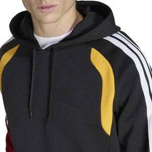 Sweat-shirt à capuche noir pour homme, manches raglan, color block rouge et jaune, coupe classique, décontracté, tricoté, pour l'automne - Product Image 3