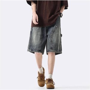 Shorts en jean décontractés pour hommes, coupe ample, délavés, avec poches, taille mi-haute, style été - Product Image 4