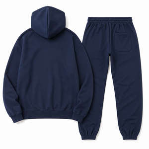 Dark Blue Women Hoodies Tracksuit <b>Set</b> Pullover Drawstring Jogger Pants Casual Fitness <b>Lounge</b> Outfit Custom Logo Solid Color <b>Sets</b> - Product Image 4