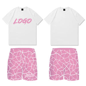 Men's White T-Shirt And Green Printed Shorts <b>Set</b> Two Piece Crewneck Tee With Matching Shorts Casual Activewear Lounge Wear - Product Image 4