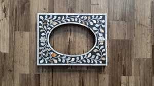 Hand Crafted Fresh Arrival Mother of Pearl Inlay Photo <b>Frame</b> | Black <b>With</b> Leaf Inlay Pattern | Handmade Luxury Décor - Product Image 5