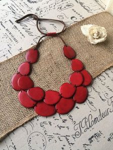 Collar de cuentas ovaladas de resina beige, cuentas planas marmoleadas, joyería de moda para mujer, accesorio de disfraz, ropa de verano, collar hecho a mano - Product Image 6