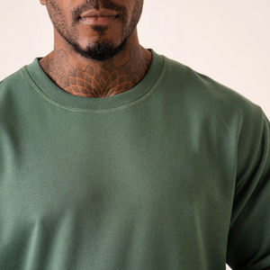 Camiseta Personalizada de Algodón Verde para Hombre, 100% Algodón, Cuello Redondo, Manga Corta, Corte Regular, Informal, Tejido de Punto, Color Sólido, Diseño Liso - Product Image 4
