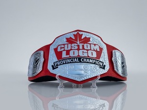 Ceinture de championnat de lutte ACW, champion provincial, en cuir rouge, style professionnel, personnalisée, inter-provinciale, pour femmes. - Product Image 2
